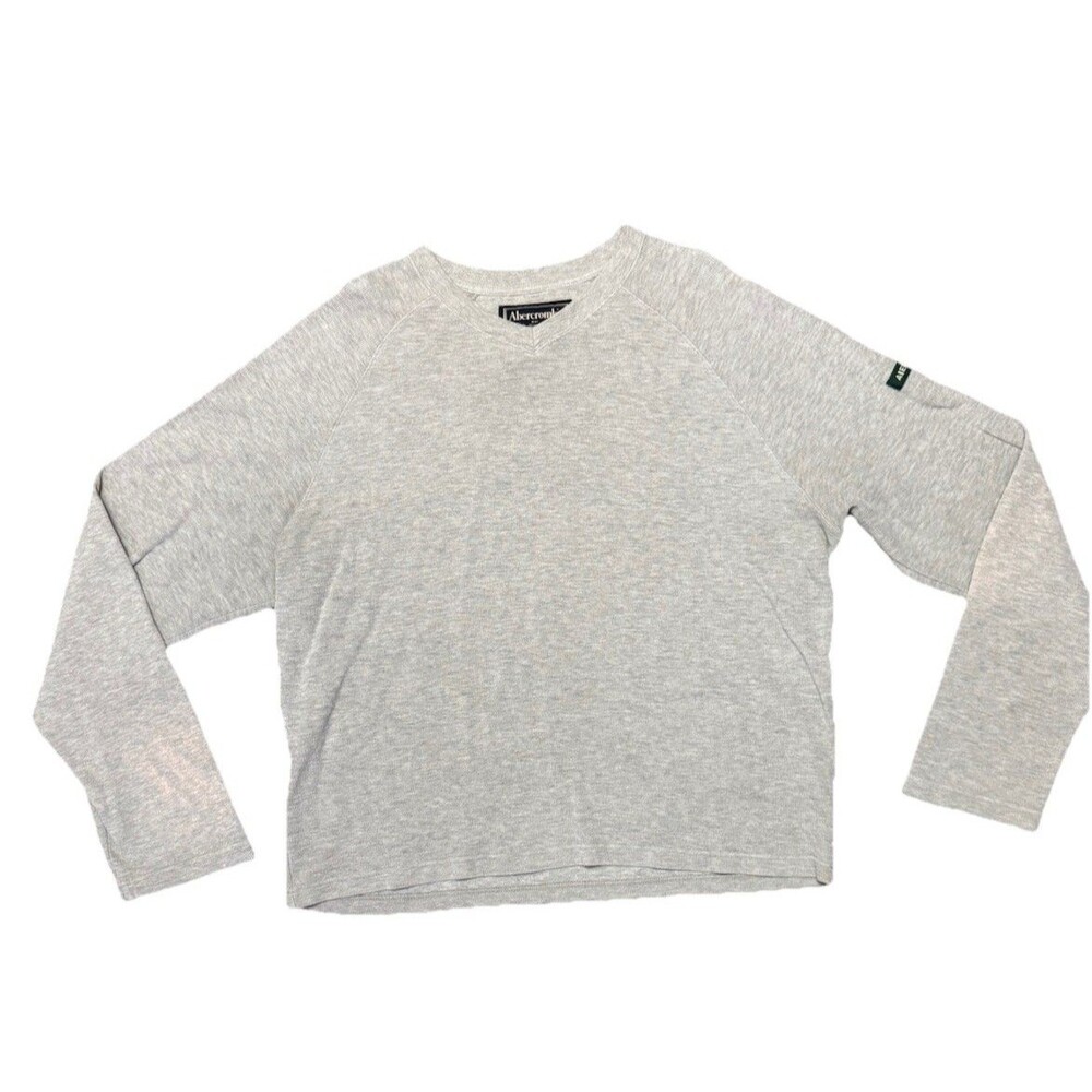 90s Abercrombie And Fitch Mens Grey Knit V-neck Pullover Sweater Vintage Large